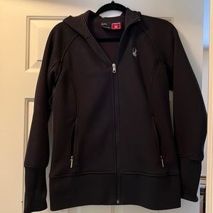 Black, lightweight, fitted jacket